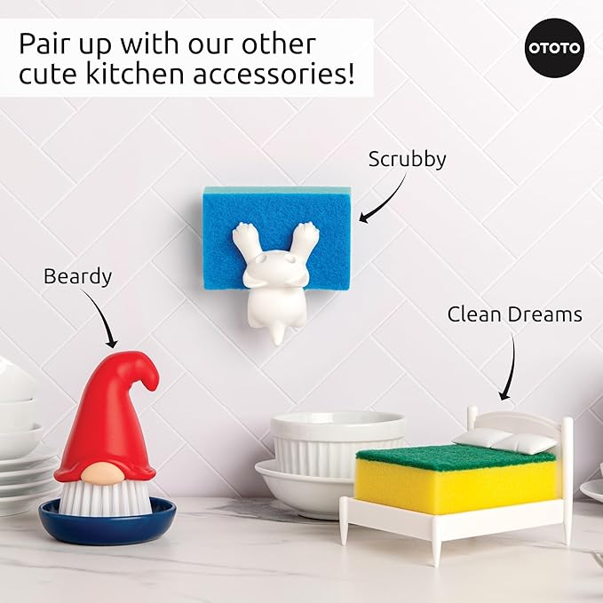 New! Beardy Gnome Dish Brush by Ototo - Dish Scrub Brush, Gnomes, Quirky Gifts, Dish Brush, Cute Kitchen Accessories, Funny Kitchen Gadgets, Vegetable Brush, Cute and Useful Gifts for Women