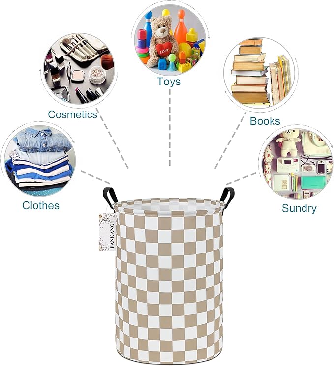 FANKANG Storage Basket, Nursery Hamper Canvas Laundry Basket Foldable with Waterproof PE Coating Large Storage Baskets for Kids Boys and Girls, Office, Bedroom, Clothes,Toys(Beige flag)