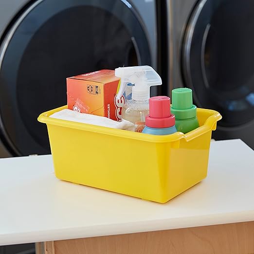 ECR4Kids Scoop Front Storage Bins, Multipurpose Organization, Yellow, 10-Piece