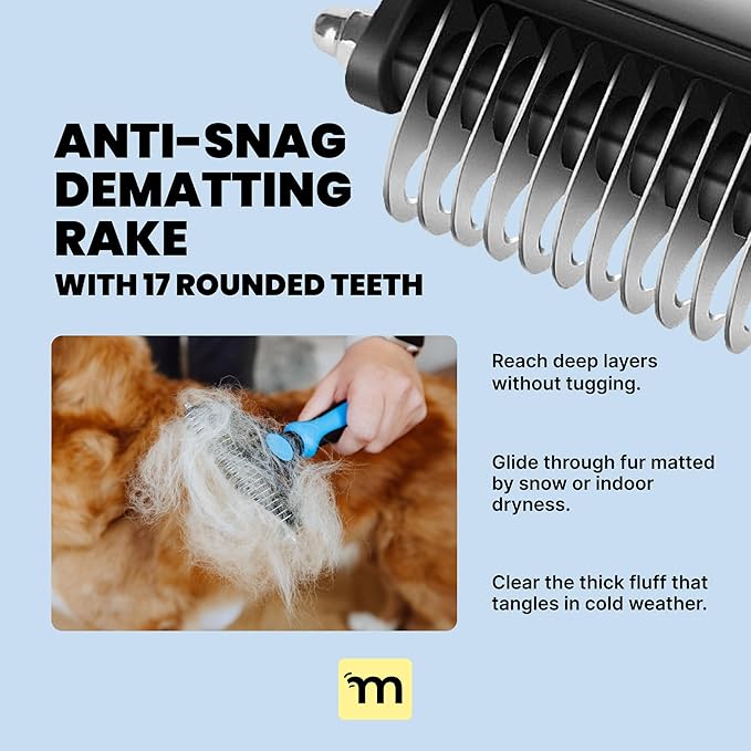 MalsiPree Dog Brush - Large, Orange - 2-in-1 Deshedding Tool & Undercoat Rake, Dog Undercoat Brush - Gentle Dematting Comb & Pet Hair Removal Tool - Smooth-Edge Design & Grooming Comb