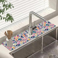 Sink Faucet Absorbing Mat Cute Flowers Sink Splash Guard Drying Mat for Kitchen Bathroom Faucet Sinkmat 23.5"X5.5"