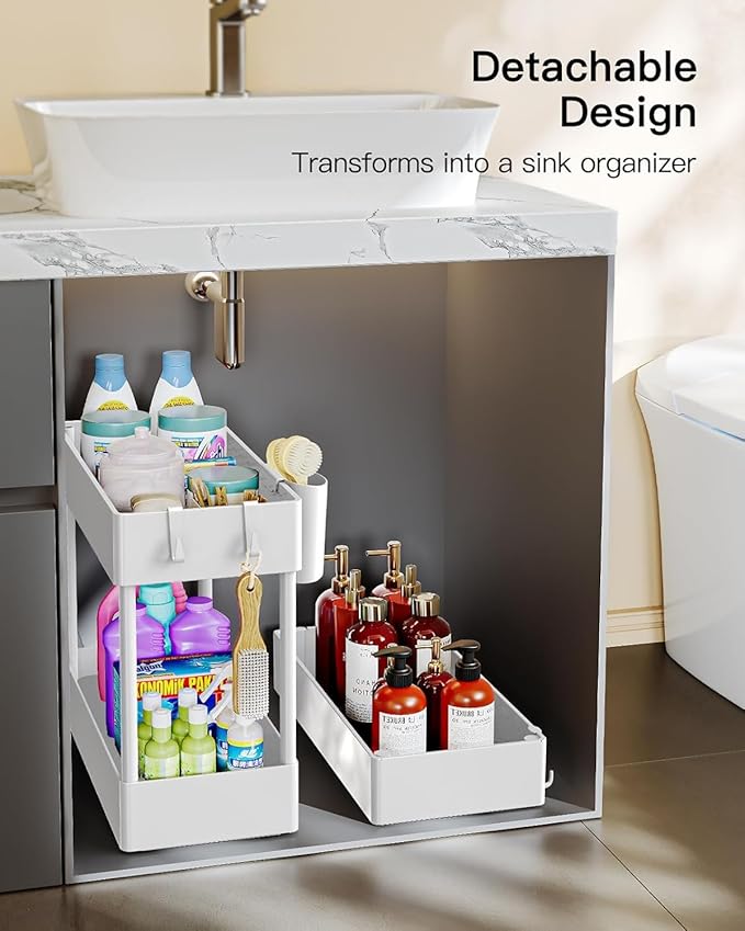Pipishell Slim Storage Cart with Wheels, Bathroom Cart Organizer Storage Small, Rolling Carts for Bathroom, Laundry Room, Kitchen, Narrow Space, White PIUC04W