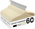 SONGMICS Velvet Hangers 60 Pack, Non-Slip Clothes Hangers with Silver-Colored Swivel Hooks, Slim Space-Saving for Closet, Heavy-Duty, Summer Sand UCRF036LF02S