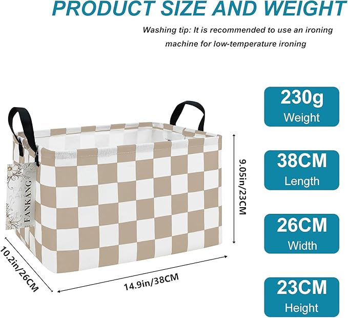 FANKANG Storage Bins,Nursery Hamper Canvas Laundry Basket Foldable with Waterproof PE Coating Storage Baskets for Boys and Girls, Office, Bedroom, Clothes,Toys(Rec-Beige flag ）