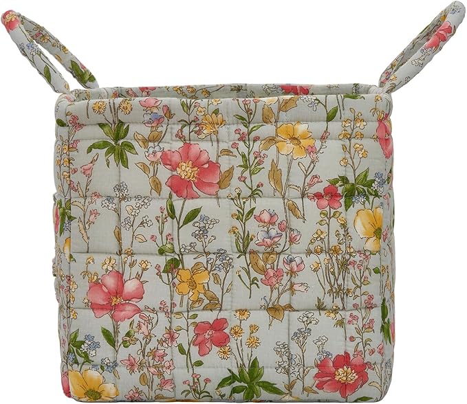 Boho Fabric Storage Basket, Large Capacity Laundry Basket, 12.2'' x 10.23'' x 10.23'' Collapsible Laundry Hamper with Easy Carry Handles (D Multi-Color 12, L)