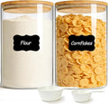 ComSaf 2Pcs Large Glass Storage Containers with Lids 4Qt, 1 Gallon Wide Mouth Flour Sugar Storage Containers, Large Capacity and Sealed for Rice, Cereal, Oat, Easy Clean and Scoop, Pantry Organization