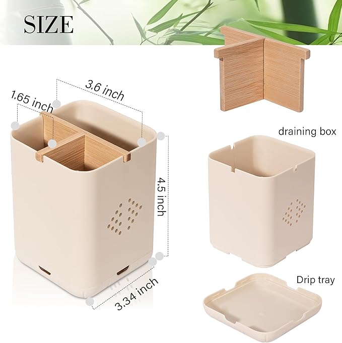 Toothbrush Holders for Bathrooms, Electric Toothbrush Holder Kids Toothbrush and Toothpaste Organizer for Countertop Vanity Accessories Storage (3 Slots Cream)