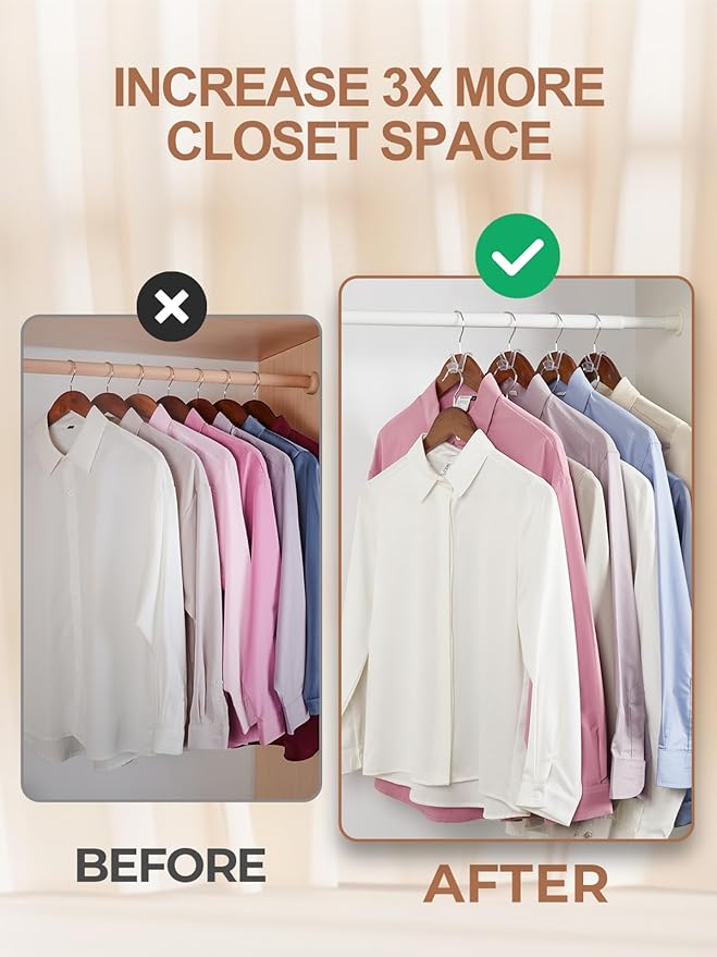 HOUSE DAY Closet Organizers and Storage, College Dorm Room Essentials - 60 Pack Clear Clothes Hanger Connector Hooks, Heavy Duty Hangers Organization, Premium Space Saving Hangers
