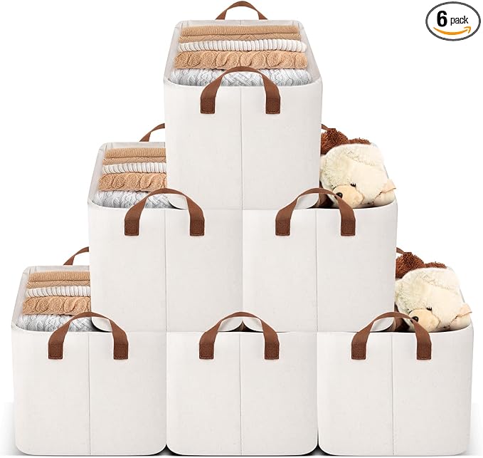 Rectangle Storage Basket, Closet Storage Bins, Fabric Bins for Organization, Storage Baskets for Shelves, Large Baskets for Storage, Closet Organizers and Storage, Shelf Baskets with Wire Frame