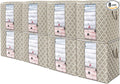 WISELIFE Storage Bags 8 Pack/100L Large Blanket Clothes Organization and Storage Containers for Comforters,Bedding, Foldable Organizer with Reinforced Handle, Clear Window, Sturdy Zippers,Beige