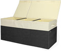 BALEINE Fabric Storage Bins with Lid, Collapsible Extra Large Storage Boxes Bins Baskets with Divider for Home Organizing (37.5"x13"x16", Black&Beige)