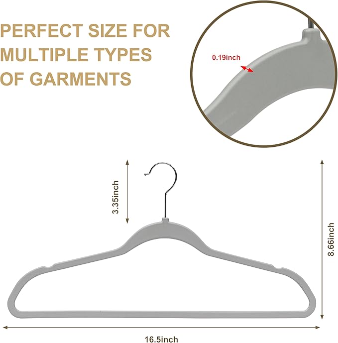 Quality Hangers 10 Pack Slim Plastic Hangers for Clothes - 16.5" Won't Crease Your Clothes, Heavy Duty Non-Velvet Black Hangers, 360° Swivel Chrome Hook Dresses Coats Shirts (10, Gray)
