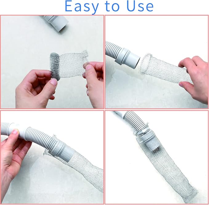 LVYOUIF Stainless Steel Washing Machine Lint Snare Traps, 12 PCS Washer Hose Lint Traps with 12 PCS Cable Ties, Laundry Mesh Washer Sink Drain Hose Screen Filter