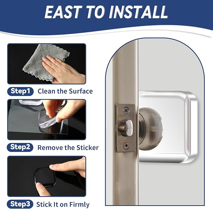 JULBEAR 12PCS Clear Door Stoppers for Wall, Wall Protectors from Door Knobs with Strong Back Self Adhesive,Quiet, Shock, Absorbent Silicone, Door Knob Wall Protector Door Handle Bumpers