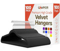 Black Velvet Hangers 100 Pack – 360° Swivel Hook, Non-Slip and Space Saving Hangers, Heavy-Duty 11 lbs Weight Capacity - Smooth Velvet Finish for Crease-Free Clothes and Effortless Closet Organization