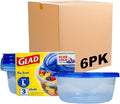Glad GladWare Big Bowl Food Storage Containers, Large Round Bowl Holds 48 Ounces of Food - Glad Food Storage Containers for Everyday Use to Preserve Freshness, 3 Count - 6 Pack