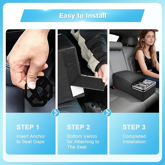 Car Center Console, Universal Bench Seat Consoles, Truck Seat Organizer and Storage, Cup Holder&Phone Holder for Small Car, Truck, Minivan (Small Center Console)