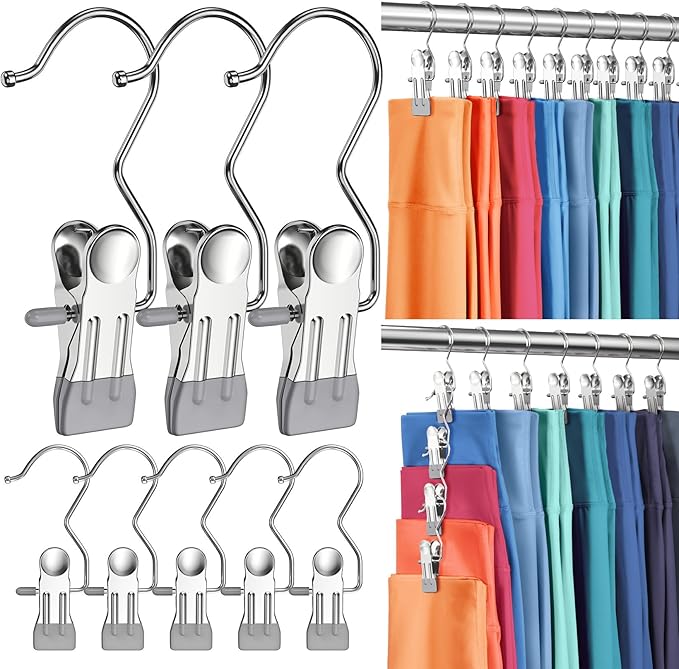50 Pack Pants Hangers with Clip,Legging Organizer for Closet Hanging, Space Saving Yoga Pants Hangers Clip Hanger Wardrobe Organization,Closet Organizers and Storage for Jeans,Shorts,Skirts,Hats-Gray