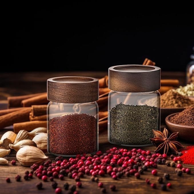 Patoper Glass Spice jars Glass Jars with Screw Lid 5 oz, Food Storage Canister for Pantry Sugar Tea Coffee Bean Seasoning Nuts Cookies (6 * 150ml(5oz))