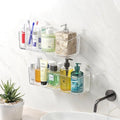PAVSTINE 2 Pcs Clear Shower Shelf, Large Bathroom Wall Mounted Shower Caddy, No Drill Self Adhesive Bathroom Organizer with Self Adhesive Tape