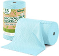 Microfiber Cleaning Cloths Roll, 75 Pack Tear Away Microfiber Towels Roll, 12" x 12" Lint Free Rags, Reusable Cleaning Cloths, Washable, Scratch Free,Ultra Absorbent Dish Rags(Blue Ripple)