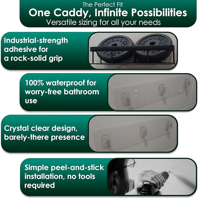 Shower Caddy Adhesive Replacement Stickers for Organizer and Shelf, Bathroom Strips 4 Pack
