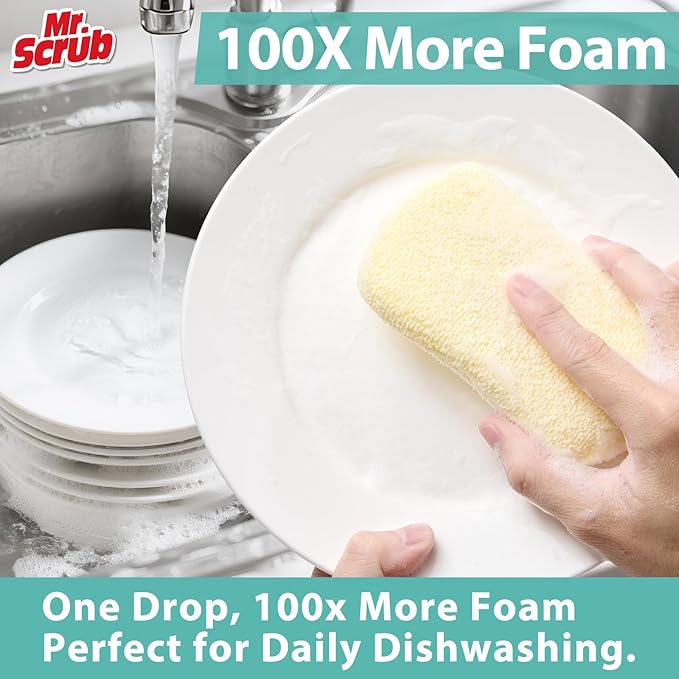 Sponges Kitchen Scrub Dish Sponge Scouring Pad, 6 Pack Cleaning Brush Scrubber Supplies for Soap, Dishwashing Dinnerware Sets Pan Pot Glass Dishwasher Sink Bathroom Towels Cloth Rags Holder