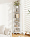 6-Tier Industrial Corner Shelf, 71.2" Corner Storage Stand, Plant Stand Display Shelf, Corner Bookcase for Bedroom, Living Room, Home Office, White TCJ11WB
