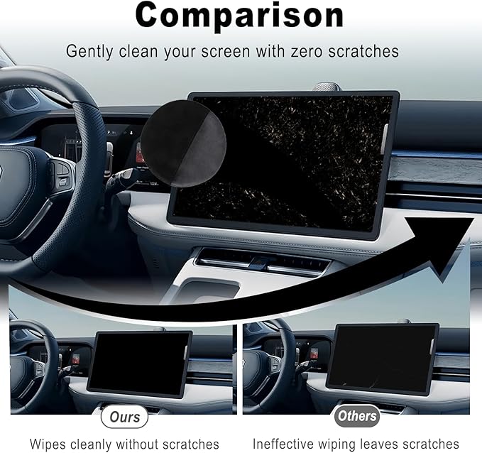 Car Screen Cleaner, Soft Microfiber Cleaning Cloth, Non-Scratch Auto Screen Cleaning Pad, Universal Interior Car Accessories Cleaner Tool for Vehicle Dashboard Display, 2 Pack