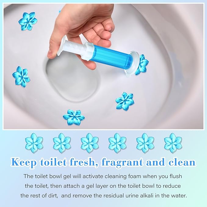 6 Pcs Toilet Gels 84 Count 1 Kind Flower Stamp Bowl Gel Scent Toilet Stain Removal Cleaner Air Freshener Flower Stamps Pack for Bathtubs Bathroom