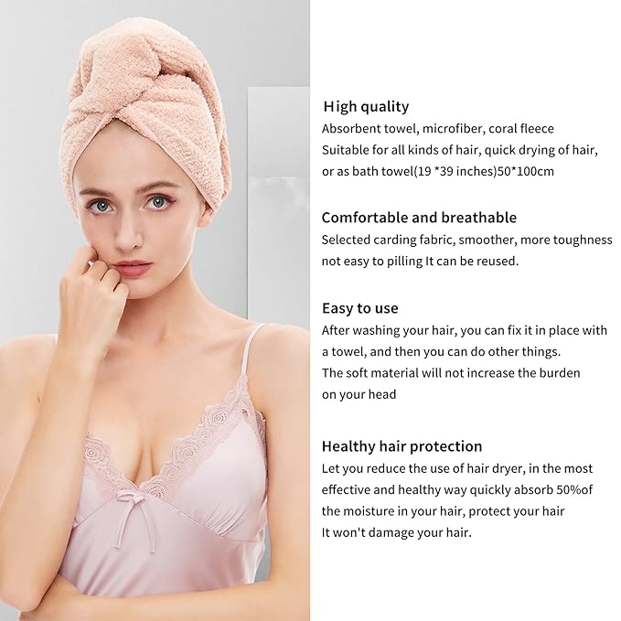 Microfiber Hair Towel Quick Dry Hair Towel Hair Drying Towels Suitable for All Kinds of Hair Ultra Absorbent Long and Thick Hair 19X39inch Dark Brown (1pcs)