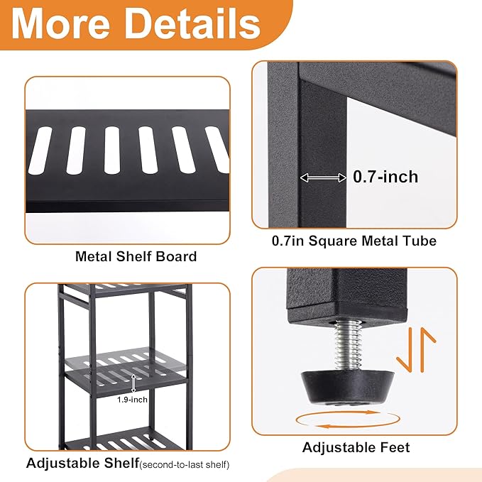 Aquzee Bathroom Storage Shelves, 5-Tier Tall Towel Racks Freestanding, Black Metal Standing Shelving Unit for Bathroom Toilet Living Room Organizer,15.75”W x 11.81”D x 47.24”H