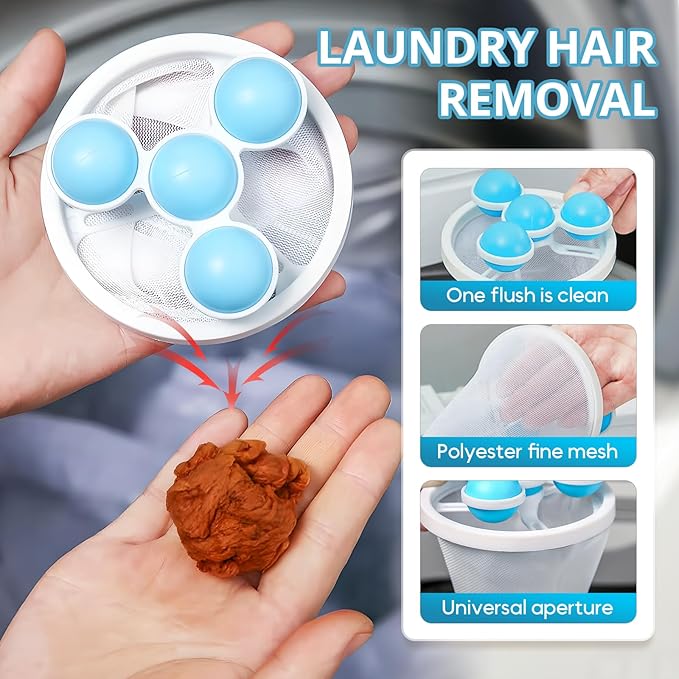 Pet Hair Remover for Laundry, 2026 Upgaded 3pcs Floating Hair Filtering Mesh Removal for Washing Machine, Reusable Dog & Cat Hair Remover Tool for Pet Fur, Hair, Lint, Dander from Laundry (Purple)