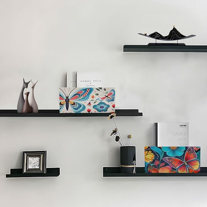 Decorative Butterfly Floral Closet Storage Bins 2 Pcs Felt Open Home Storage Containers Organizer with Handles Collapsible Shelf Basket for Home Office Craft Room Classroom Fabric