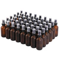 Green Glass Small Spray Bottles 2 oz 48 Packs,Fine Mist Sprayer Pretty Finish,Refillable Containers mini spray bottles for Cleaning Solutions and Skin Care (Amber Frosted 48Pack)