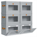 Small Fabric Storage bins - Collapsible Storage Bins with Open Window, 6 Pack Closet Baskets for Shelves, Stackable Decorative Boxes for Home, Dorm, Grey, 13.7"x 9.8" x 9.8"