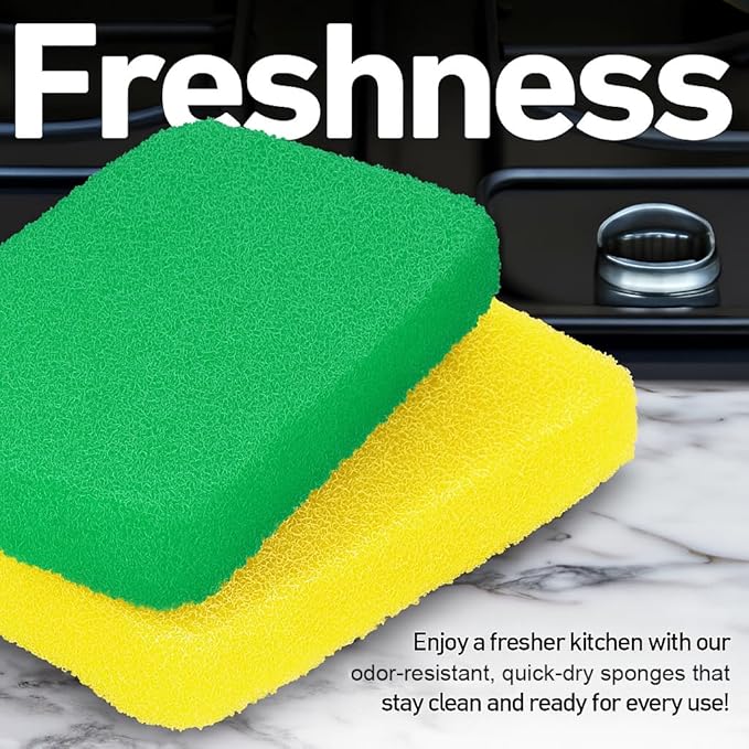 Casanero 6-Pack Silicone Scrubbing Sponges, Heavy-Duty, Non-Scratch | Reusable, Odor-Free, Multi-Purpose Cleaning for Dishes, Non-Stick, Countertops