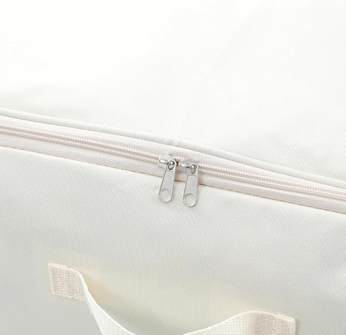 Comforter Clothes Storage Bag, 26.8 x 18 x 7.8 inches, 600D Oxford Fabric for Blanket, Quilt, Pillow, Bedding, Clothes, Sweater, Bedding, Foldable Zipper Container Tote, 2 Carrying Handles, Beige