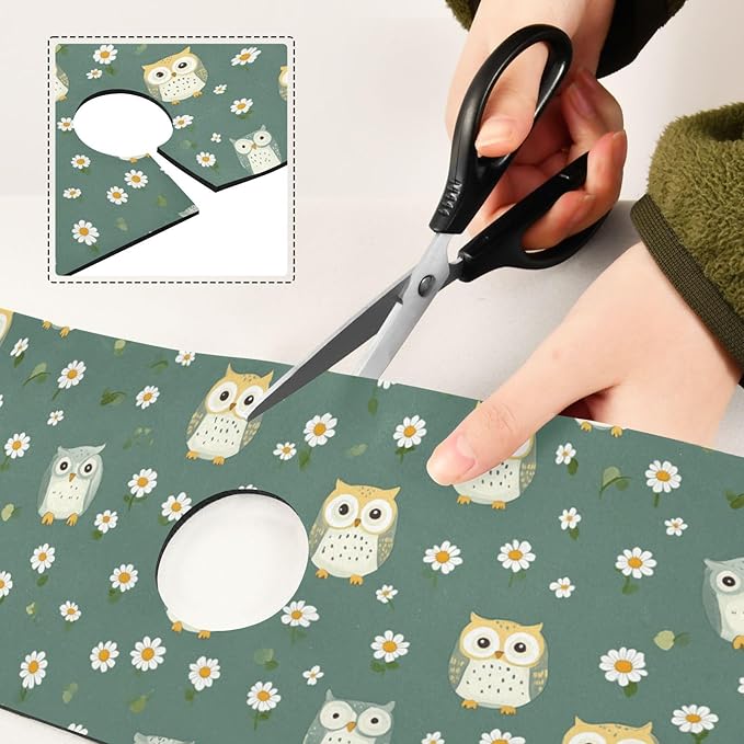 Kitchen Sink Splash Guard 2 PCS 14.7 Inch Sink Faucet Mat Splash Guard for Bathroom Countertop Water Absorbent Foldable Cuttable Soft Washable White Daisy Flower Owls