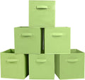 PowerKing Collapsible Storage Cubes with Handles, Fabric Foldable Bins for Closet Shelves, Durable Organization Storage Bins, 10.5'' x 11'' x 10.5'', 6 Pack, Green
