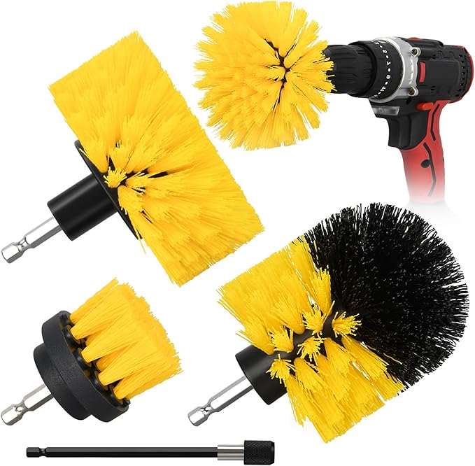 4pcs Drill Brush Attachment Kit, 2025 New Grout Drill Brush Set, All Purpose Power Scrubber Cleaning Kit for Bathtubs, Tile Grout Lines, Bathroom, Showers, Tile, Tile Seams