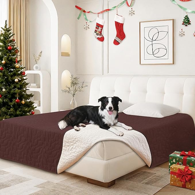 Waterproof Couch Covers for Pets, Waterproof Dog Bed Cover, Anti-Slip Soft Dog Blankets, Couch Cover for Dogs Washable, Pet Blanket for Puppy Large Dogs Cat (30x70 Inch, Coffee)