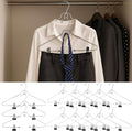 Ripeng 10 Pcs Stackable Skirt Pants Clothes Metal Hangers,Heavy-Duty Skirt Metal Hangers with Adjustable Clips,Space Saving Multi Stackable Add on Organization for Jeans Towels Trousers Ties Socks
