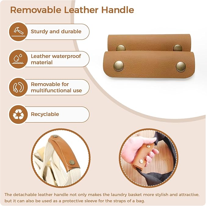 danpinera Blanket Basket, 72L Woven Storage basket with Leather Handle, Eco-friendly Decorative Storage Organization in Bathroom & Living Room for Towels 22 ''*17 ''*11.8 '', Gradient Brown