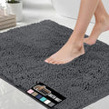 GORILLA GRIP Bath Rug Mat 48x24, Soft Absorbent Chenille, Quick Dry Microfiber Mats, Rubber Backing Washable Shower Floor Rugs, Bathmat Runner, US Designed Bathroom Home Decor Accessories Charcoal