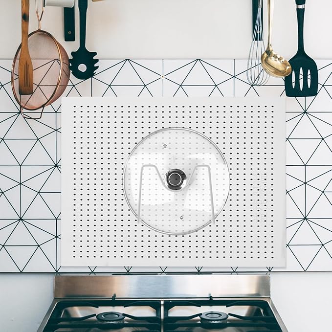 Hemoton Pot Lid Organizer Rack with Pegboard Design Space-Saving Kitchen Storage for Pots and Pans Reusable Pan Cover Holder Fits Multiple Sizes Ideal for Cabinet and Drawer Organization