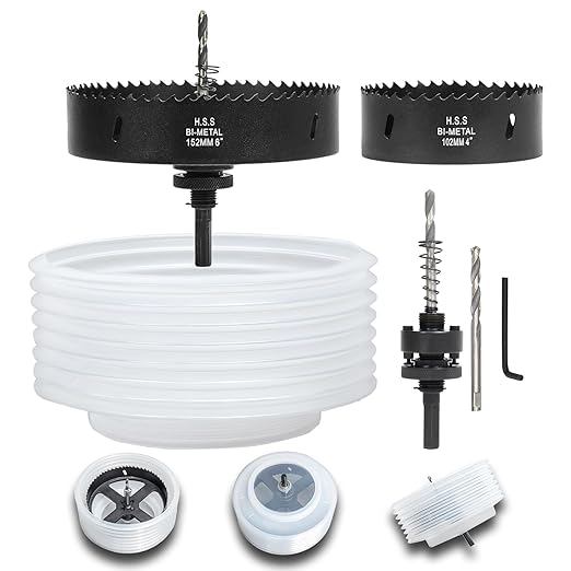 6 & 4 Hole Saw for Recessed Lights, 6 Inch & 4 Inch Hole Cutter with Dust Bowl Catcher for Led Recessed Lighting 6 Inch & 4 Inch and Wood Metal Drywall, Bi-Metal Construction, Black