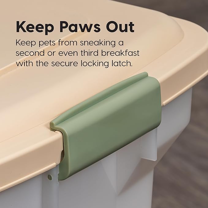 IRIS USA 13 Lbs / 15 Qt WeatherPro Airtight Pet Food Storage Container, for Dog Cat Bird and Other Pet Food Storage Bin, Pet Supplies, Keep Fresh, BPA Free, Clear/Almond