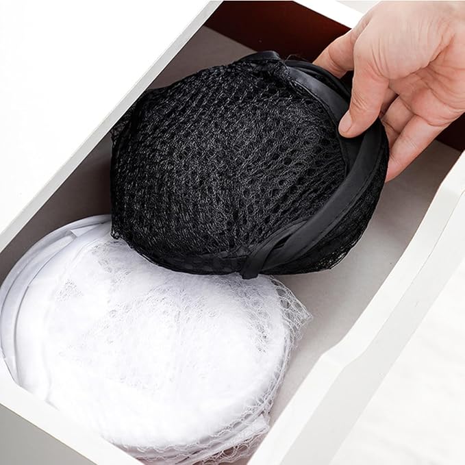 2pcs Pop Up Mesh Laundry Hamper Room Collapsible Storage Bin Lightweight Basket For College Dorm Home Travel Camping (Black & White)