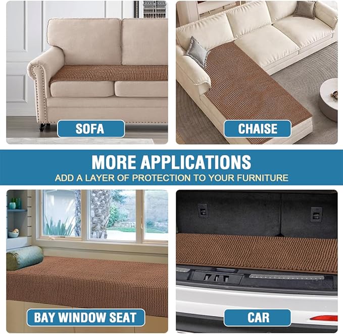 H.VERSAILTEX Plush Chenille Couch Cover for 3 Cushion Couch Anti Slip Washable Sofa Slipcovers Soft and Durable Furniture Protector for Dogs Cats Kids (27.5" x 82", Caramel)